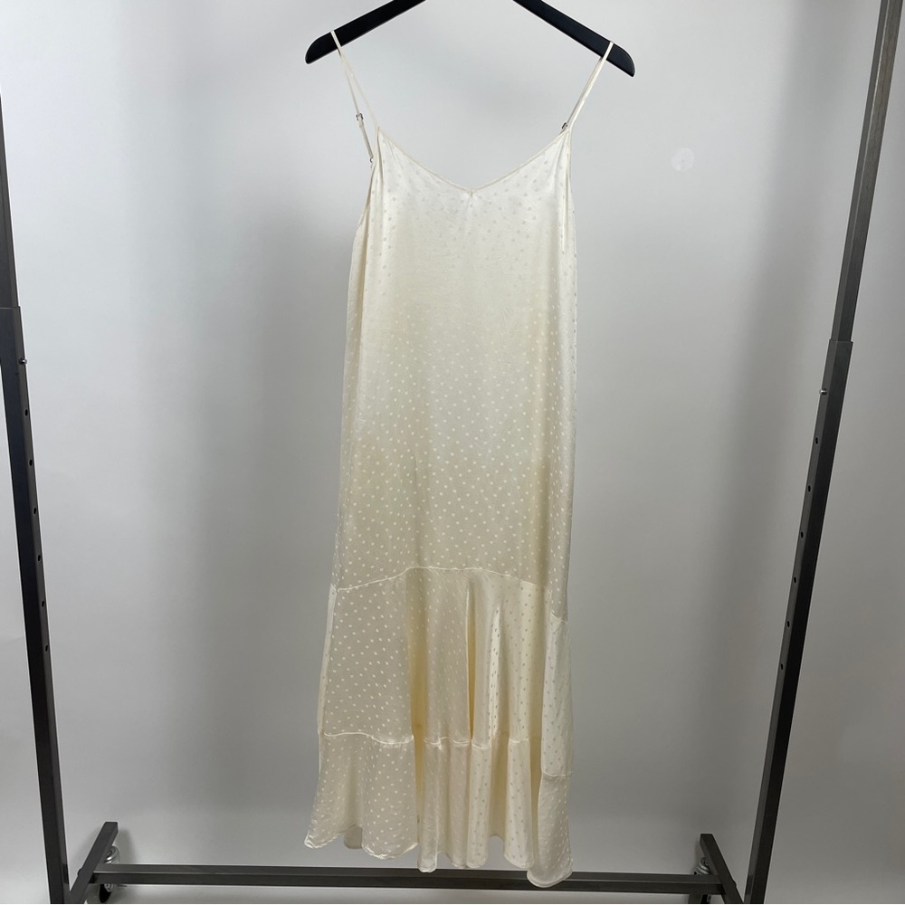 MES DEMOISELLES Silk Blend Cream Polkadot Dress. US 4.